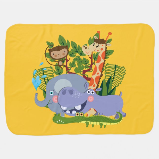 Cute Safari Animals Baby Blanket (Horizontal)