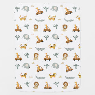 Cute Safari Animals Baby Blanket   Jungle Nursery