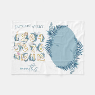 Cute Safari Animals Baby Milestone Fleece Blanket