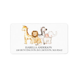 Cute Safari Animals Baby Shower Address Label