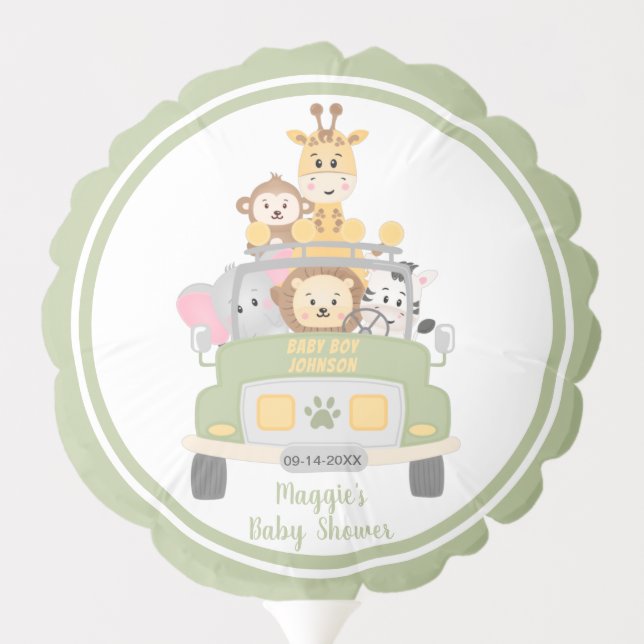 Cute Safari Animals Baby Shower Balloon (Back)