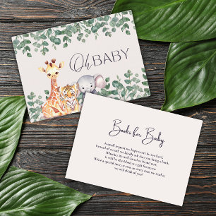 Cute Safari Animals Baby Shower Books for Baby Enclosure Card