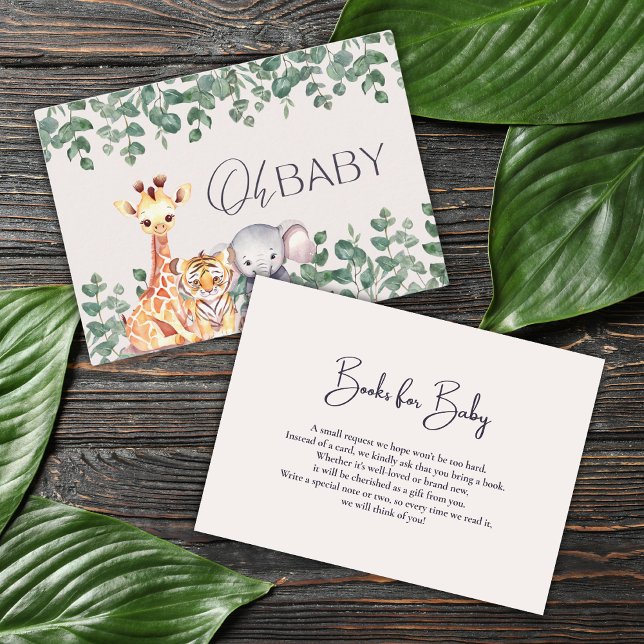 Cute Safari Animals Baby Shower Books for Baby Enclosure Card (Creator Uploaded)