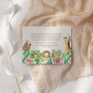 Cute Safari Animals Baby Shower Enclosure Card