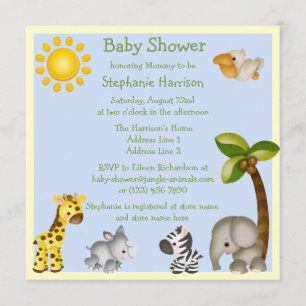 Cute Safari Animals Baby Shower Invitation