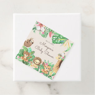 Cute Safari Animals Baby Shower Monogram Favor Tags