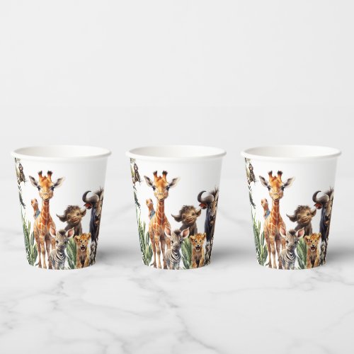 Cute Safari Animals Baby Shower Paper Cups