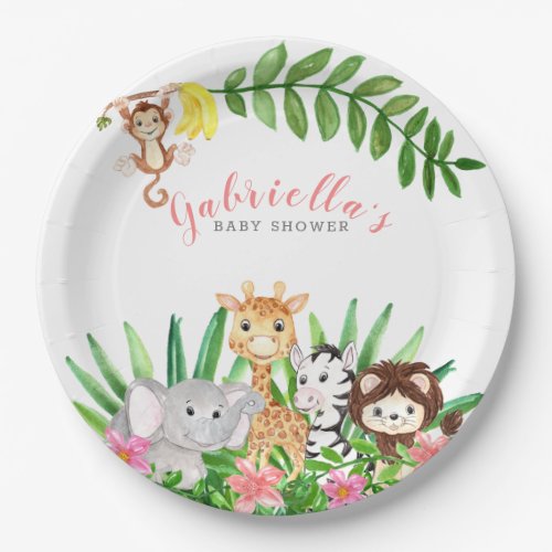 Cute Safari Animals  Baby Shower Paper Plates