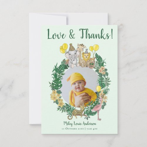 Cute Safari Animals Baby Shower Photo Thank You 