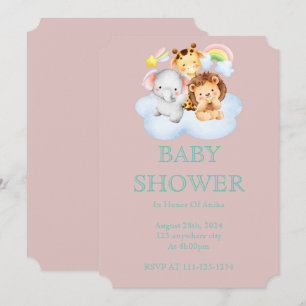 Cute safari animals baby shower save the date