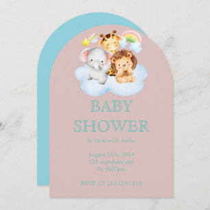 Cute safari animals baby shower save the date