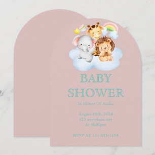 Cute safari animals baby shower save the date