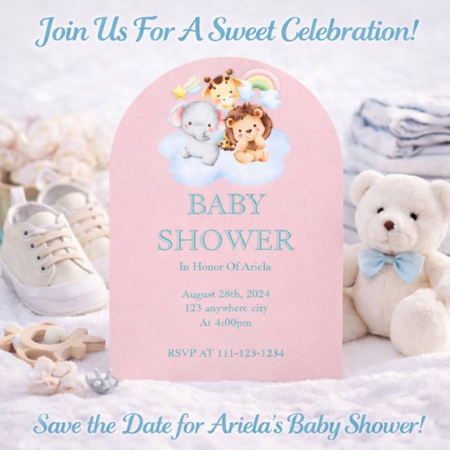Cute safari animals baby shower save the date (Creator Uploaded)