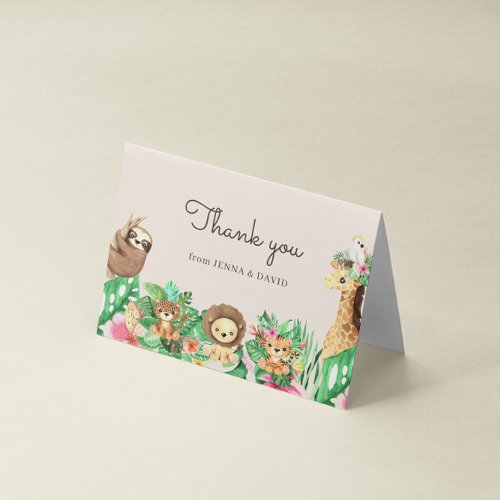 Cute Safari Animals Baby Shower Thank You Card