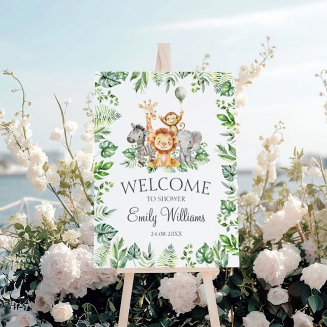 Cute Safari Animals baby shower Welcome sign (Creator Uploaded)