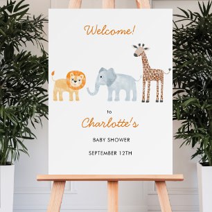 Cute Safari Animals Baby Shower Welcome Sign