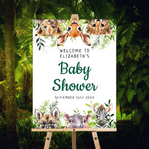 Cute Safari Animals Baby Shower Welcome Sign