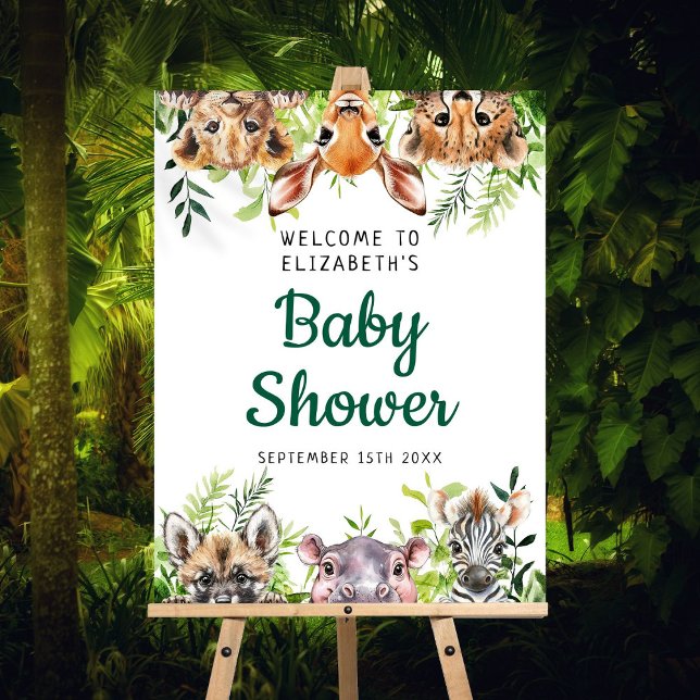 Cute Safari Animals Baby Shower Welcome Sign (Cute Safari Animals Baby Shower Welcome Sign)