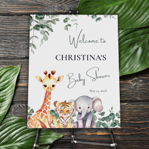 Cute Safari Animals Baby Shower Welcome Sign