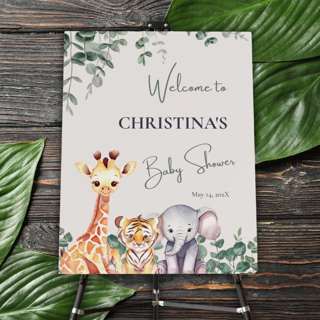 Cute Safari Animals Baby Shower Welcome Sign (Creator Uploaded)