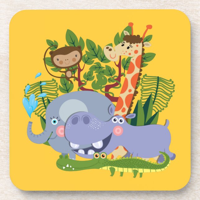 Cute Safari Animals Beverage Coaster (Front)