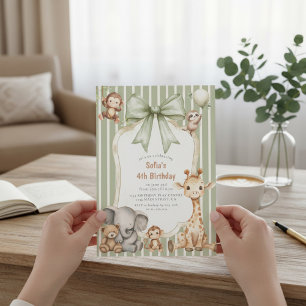 Cute Safari Animals Birthday Celebration  Invitation
