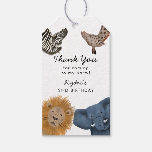 Cute Safari Animals Birthday Party Gift Tags