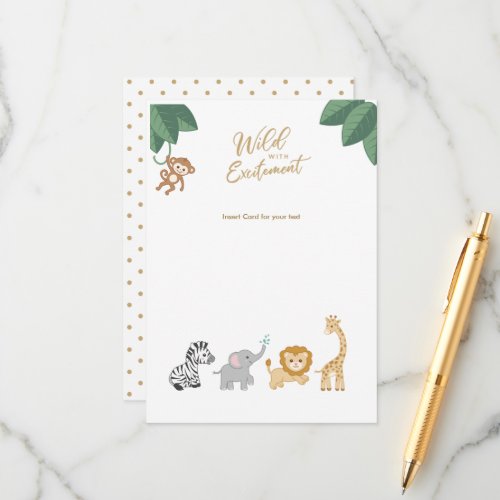 Cute Safari Animals Blank insert cards