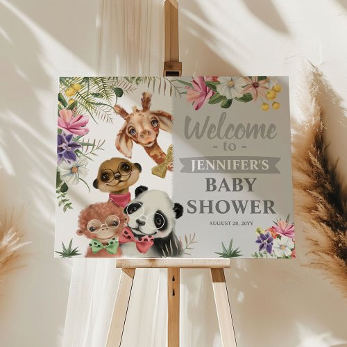 Cute Safari Animals Boy Baby Shower Welcome Sign