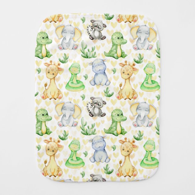 Cute Safari Animals Burp Cloth (Front)