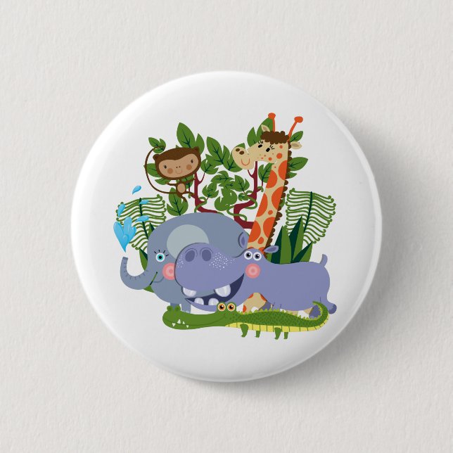 Cute Safari Animals Button (Front)