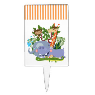 Cute Safari Animals Cake Topper