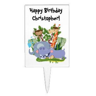 Cute Safari Animals Cake Topper