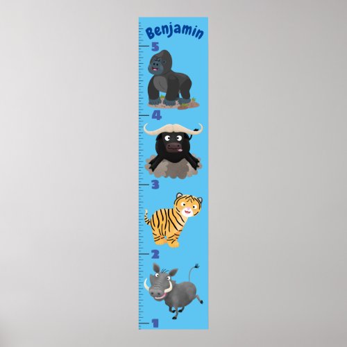 Cute safari animals cartoon growth chart