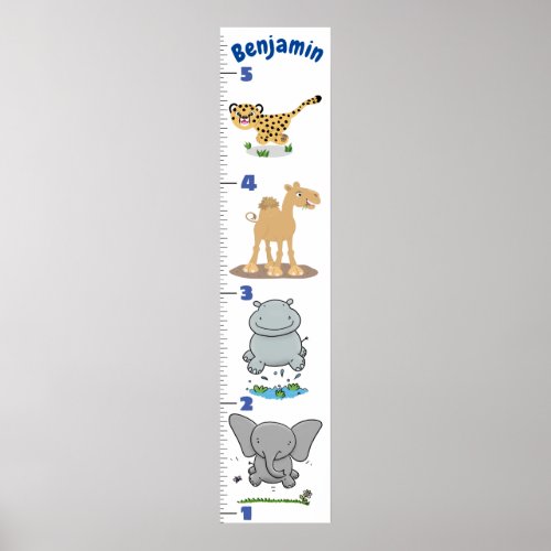 Cute safari animals cartoon growth chart