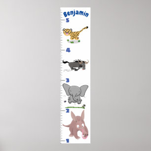 Cute safari animals cartoon poster