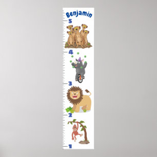 Cute safari animals cartoon poster