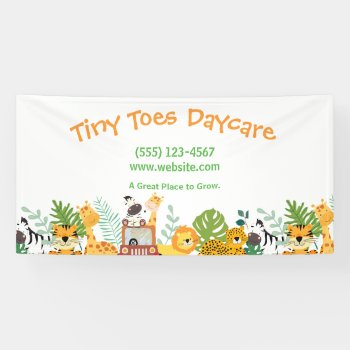 Cute Safari Animals Child Daycare Business Banner by tyraobryant at Zazzle