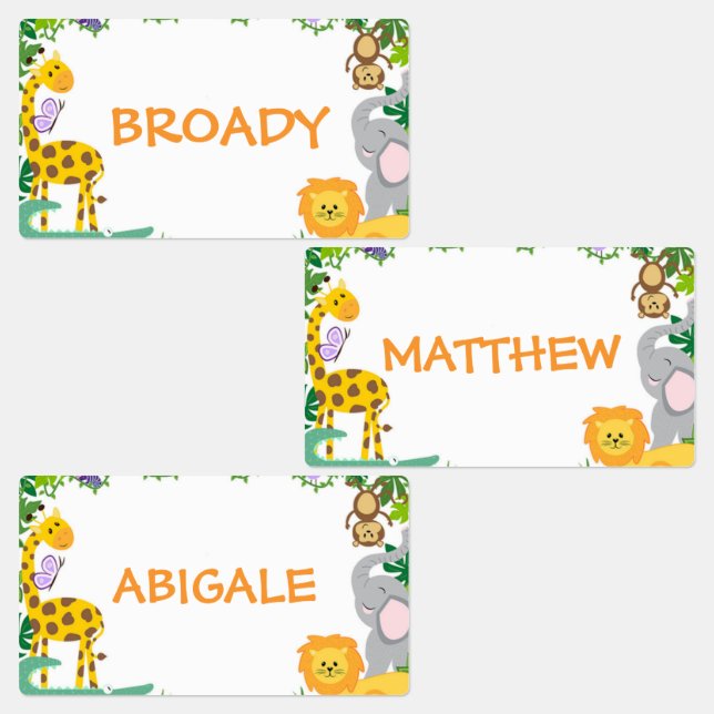 Cute Safari Animals Child Daycare Name Kids' Labels (Group)