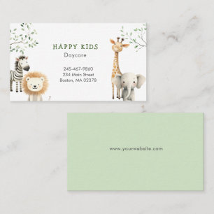 Cute Safari Animals Childcare Daycare Business Card
