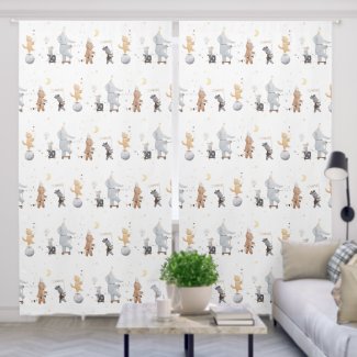 Cute Safari Animals Circus White Boho Nursery