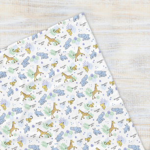 Cute Safari Animals Colorful Name Baby Kids White Fleece Blanket