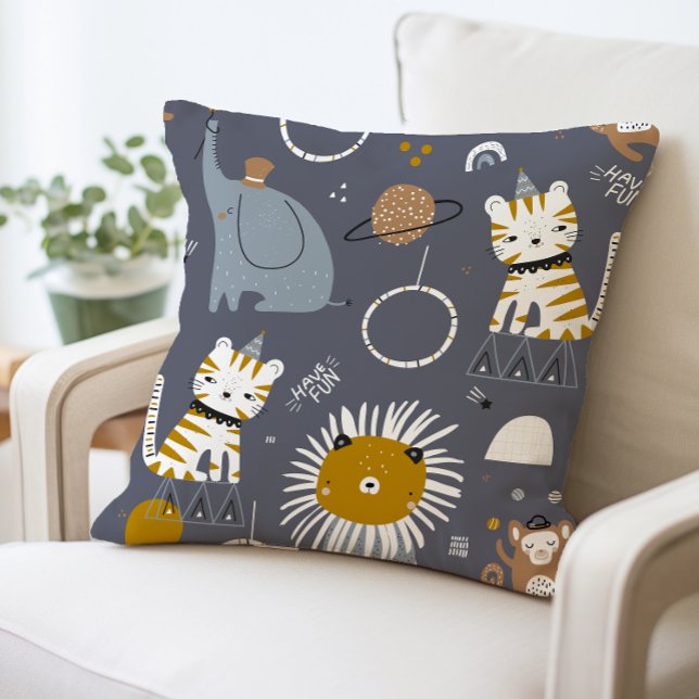 Cute Safari Animals Decorative Pillow, Fun Animal  Throw Pillow (Creator Uploaded)