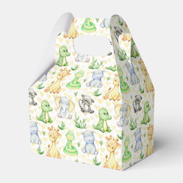 Cute Safari Animals Favor Boxes (Front Side)