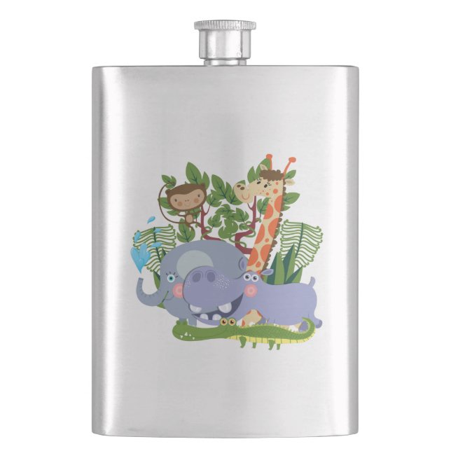 Cute Safari Animals Flask (Front)