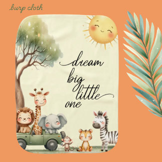 Cute safari animals gender neutral  baby burp cloth