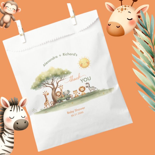 Cute safari animals gender neutral baby shower favor bag (Creator Uploaded)