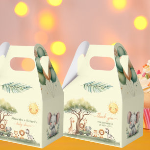 Cute safari animals gender neutral baby shower favor boxes