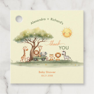 Cute safari animals gender neutral baby shower favor tags