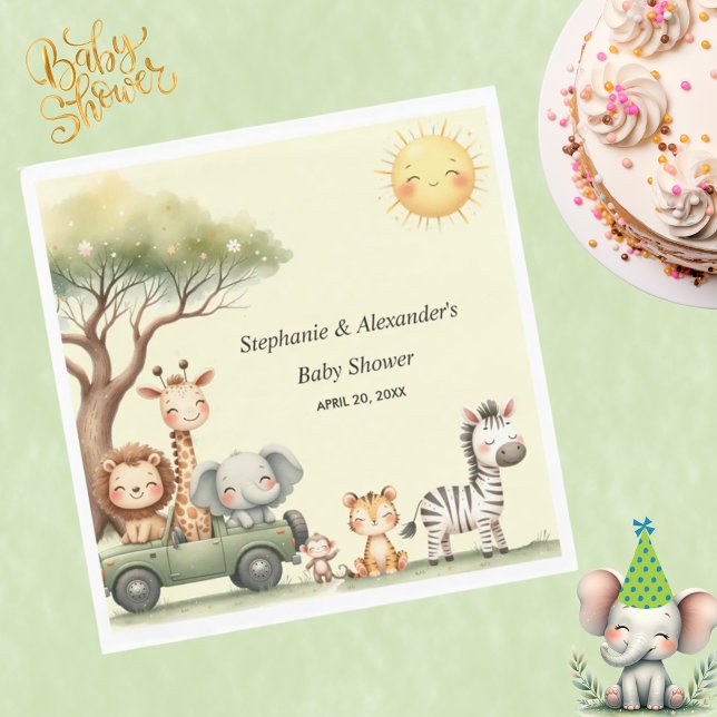 Cute safari animals gender neutral baby shower napkins (Creator Uploaded)